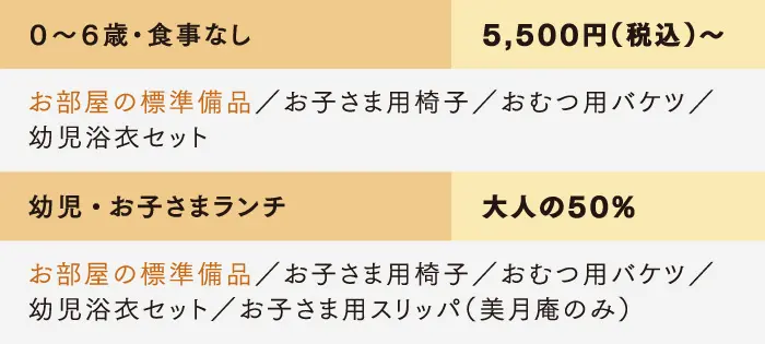 お子さまのご宿泊料金について